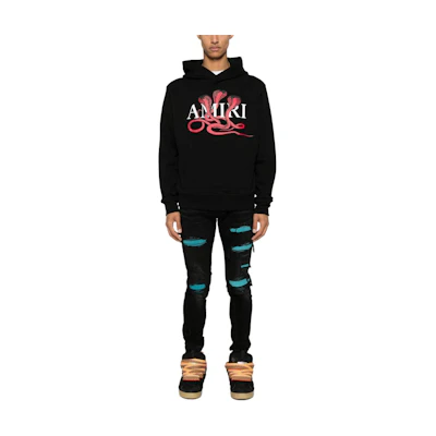 AMIRI Black Oversized Hoodie with Logo Print AMJYHD1057-BLACK