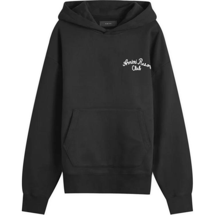 AMIRI Black Pullover Hoodie with Letter Print and Solid Design AMJYHD1044-001