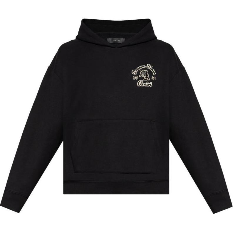AMIRI Black Pullover Hoodie with Letter Print Design AMJYHD1045-001