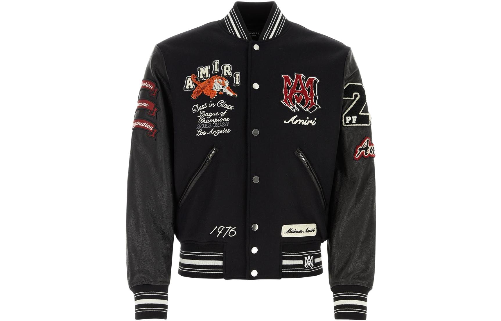 AMIRI Black Varsity Jacket with Animal Letter Patches PF23MOS003001