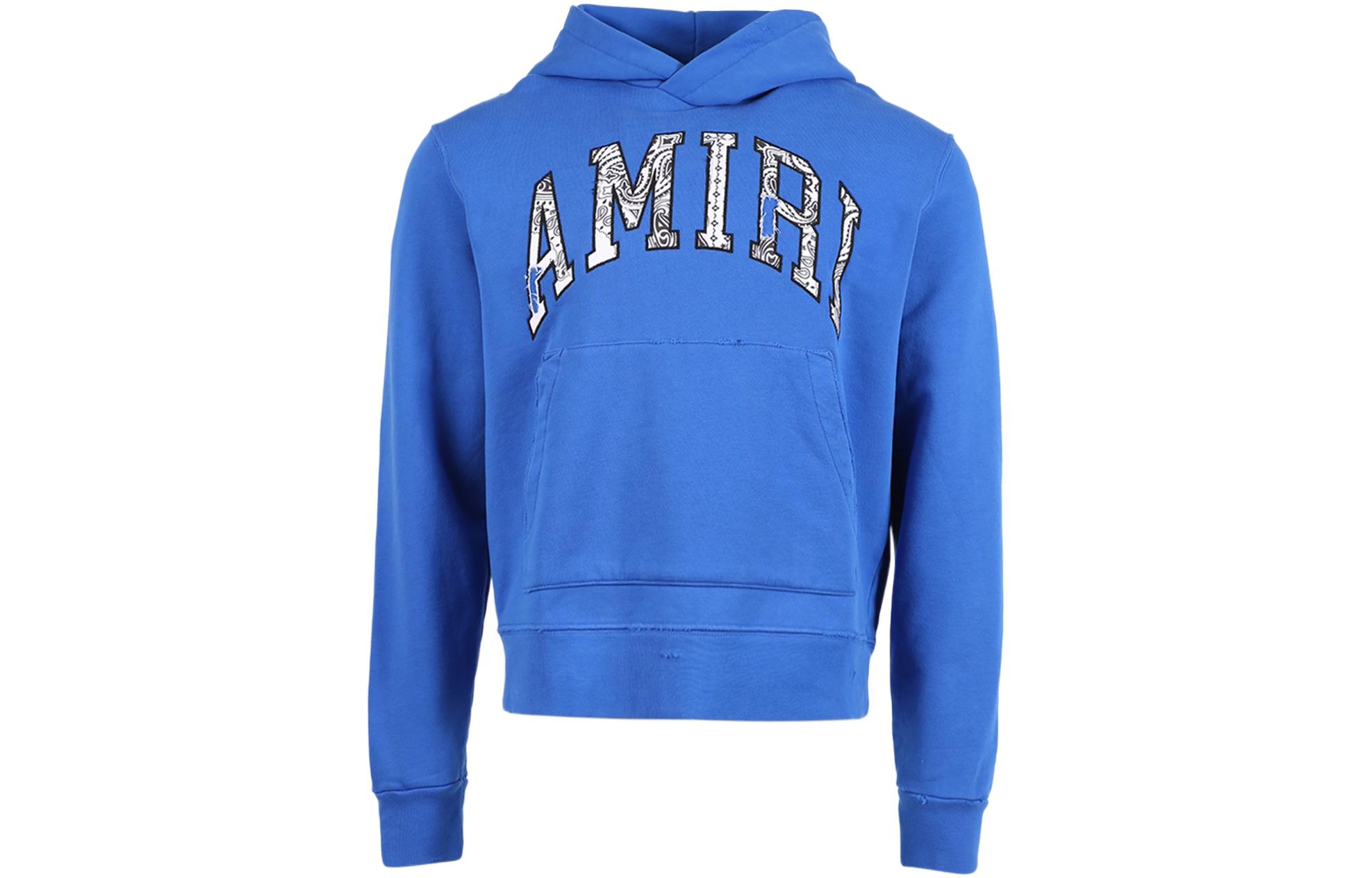 AMIRI Blue Hoodie with Letter Print PS22MJL039STH466