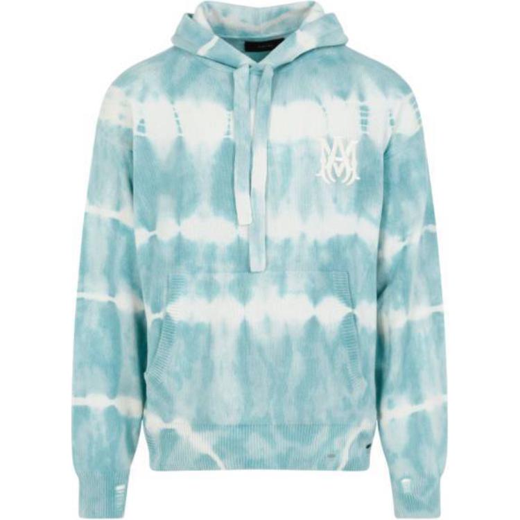 AMIRI Blue Letter Print Oversized Hoodie Pullover AMKNHD1006-SEA