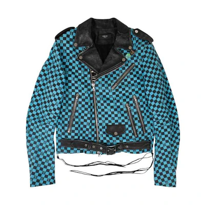 AMIRI Blue Plaid Cropped Slim-Fit Long-Sleeve Jacket MOBIKACDAQB-AQUA