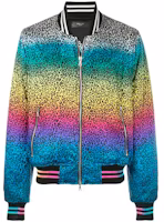 AMIRI Blue Rainbow Leopard Print Bomber Jacket 1258619 AMIRI Blue Rainbow Leopard Print Bomber Jacket 1258619