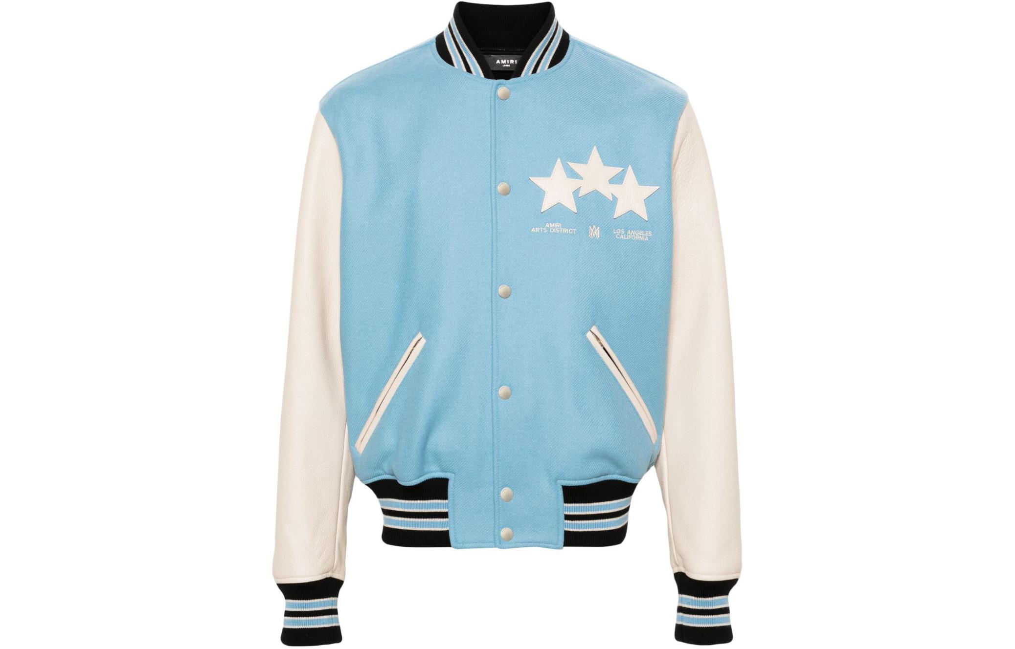 AMIRI Blue Star Appliqué Single-Breasted Varsity Jacket PS24MOS034W