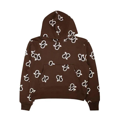 AMIRI Brown Graphic Print Hoodie Unisex Pullover Long Sleeve MJGH008-200