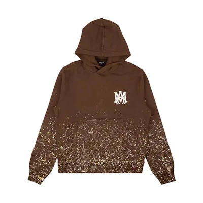 AMIRI Brown Hoodie with Paint Splatter and Letter Print MJLH004-210