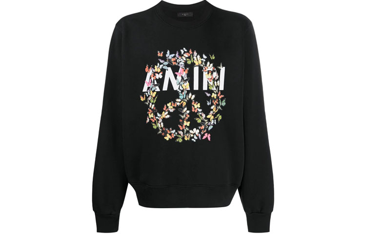 AMIRI Butterfly Peace Logo Pullover Sweatshirt Unisex Black Y0M02356TE-BLK
