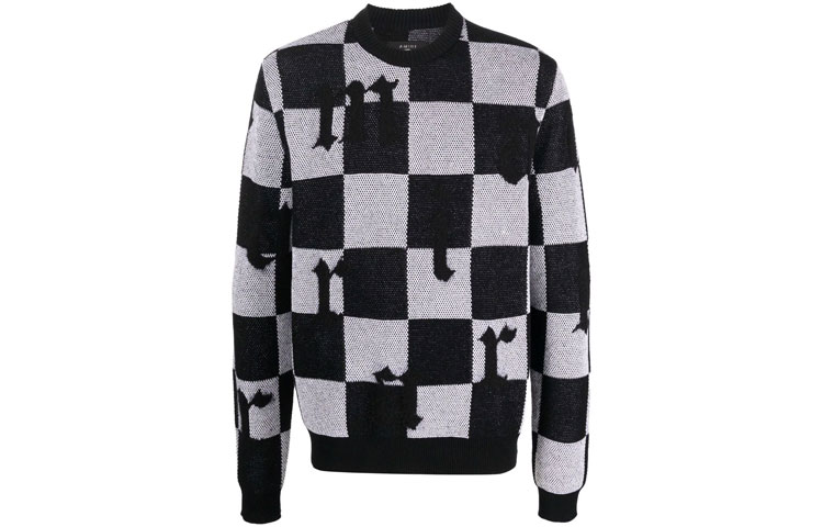 Order AMIRI 拼接格紋Logo羊絨圓領毛衣 多色款式。 MKL018-004