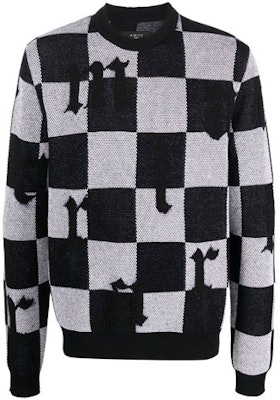 AMIRI 拼接格紋Logo羊絨圓領毛衣 多色款式。 MKL018-004 Order AMIRI 拼接格紋Logo羊絨圓領毛衣 多色款式。 MKL018-004