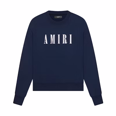 AMIRI China Exclusive Logo Print Crewneck Sweatshirt Unisex Navy Blue. SR1EXMJC001-410