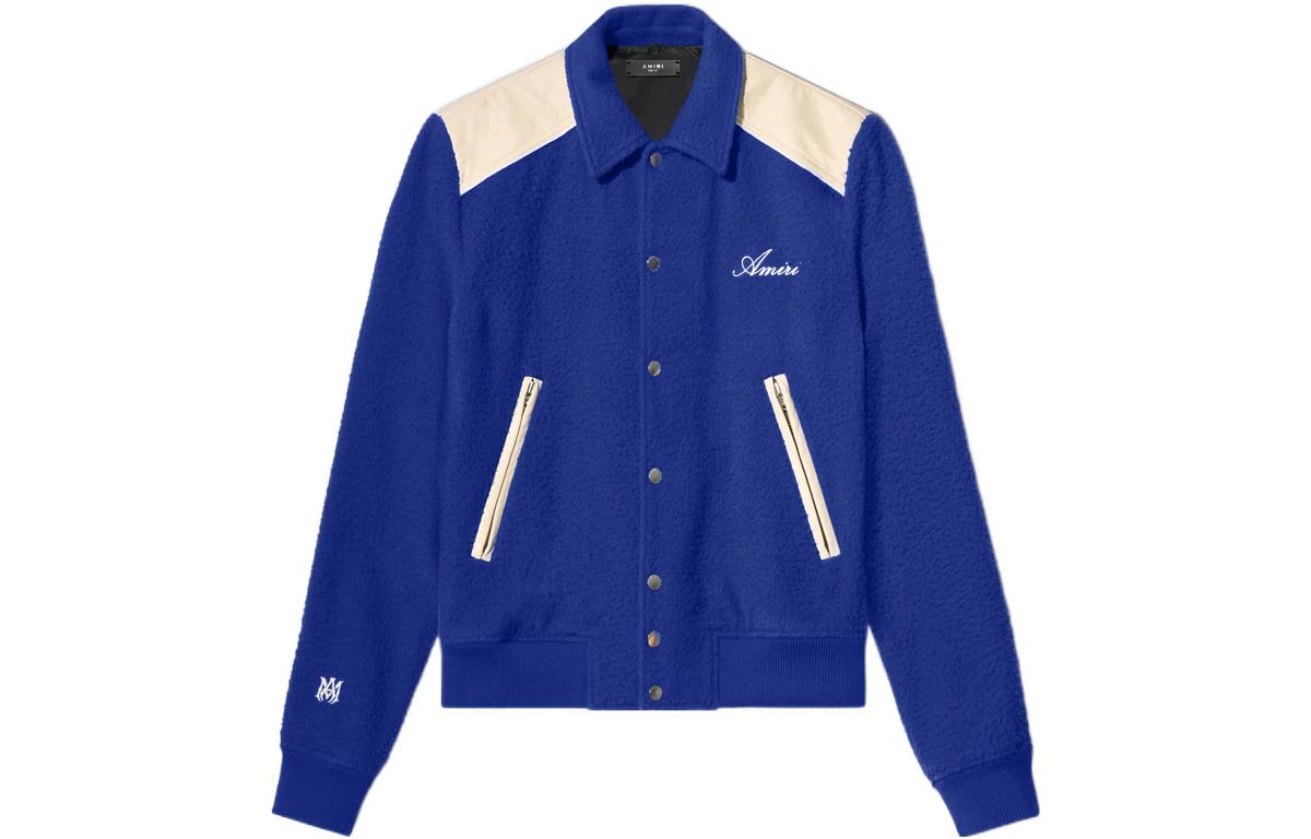 AMIRI Color-Block Logo Button-Up Jacket Blue PS22MOS018BLUE