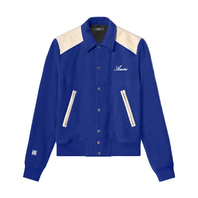AMIRI Color-Block Logo Button-Up Jacket Blue PS22MOS018BLUE