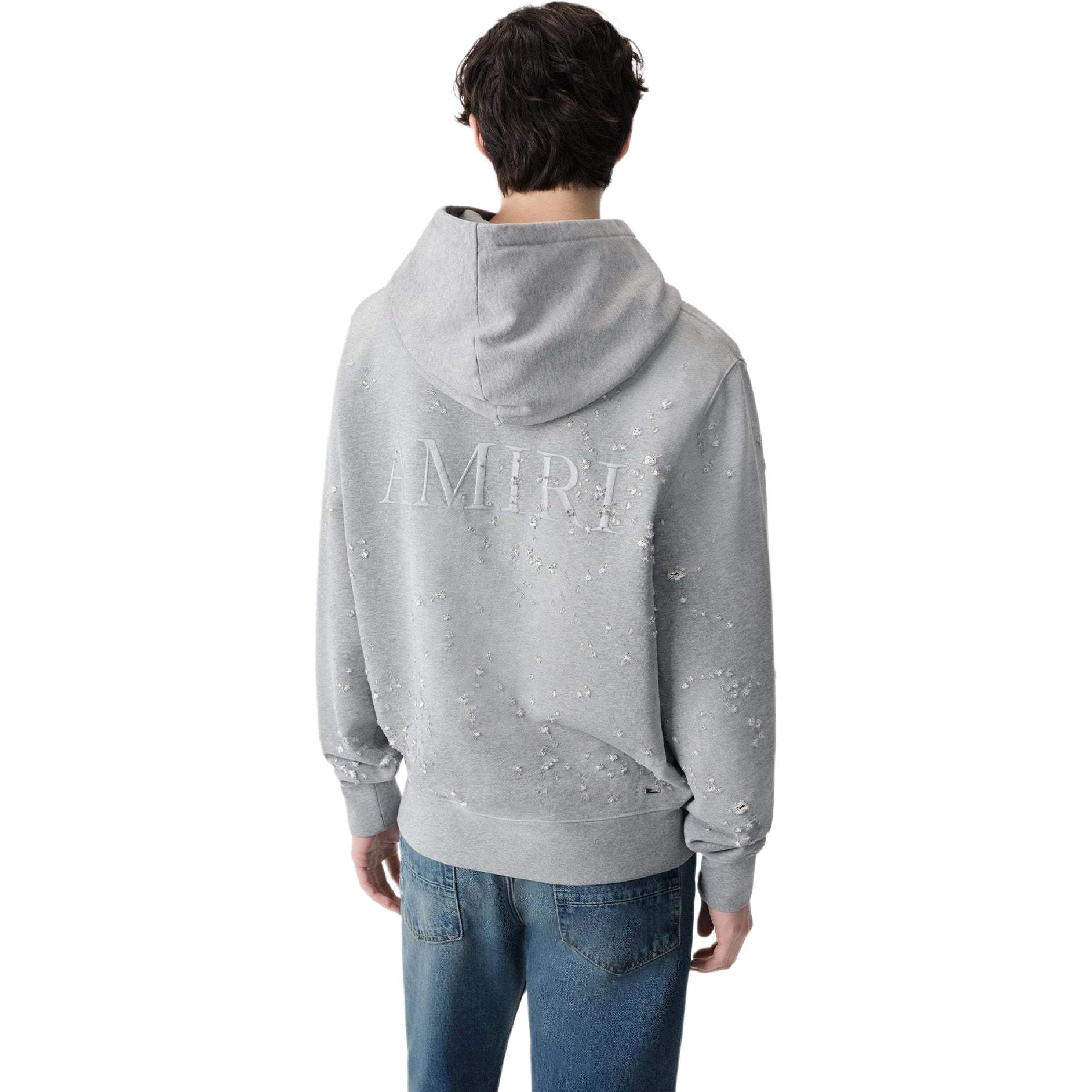 Lookbook AMIRI 灰色純棉長袖寬鬆連帽衫 翻毛衣 AMJYHD1041-030