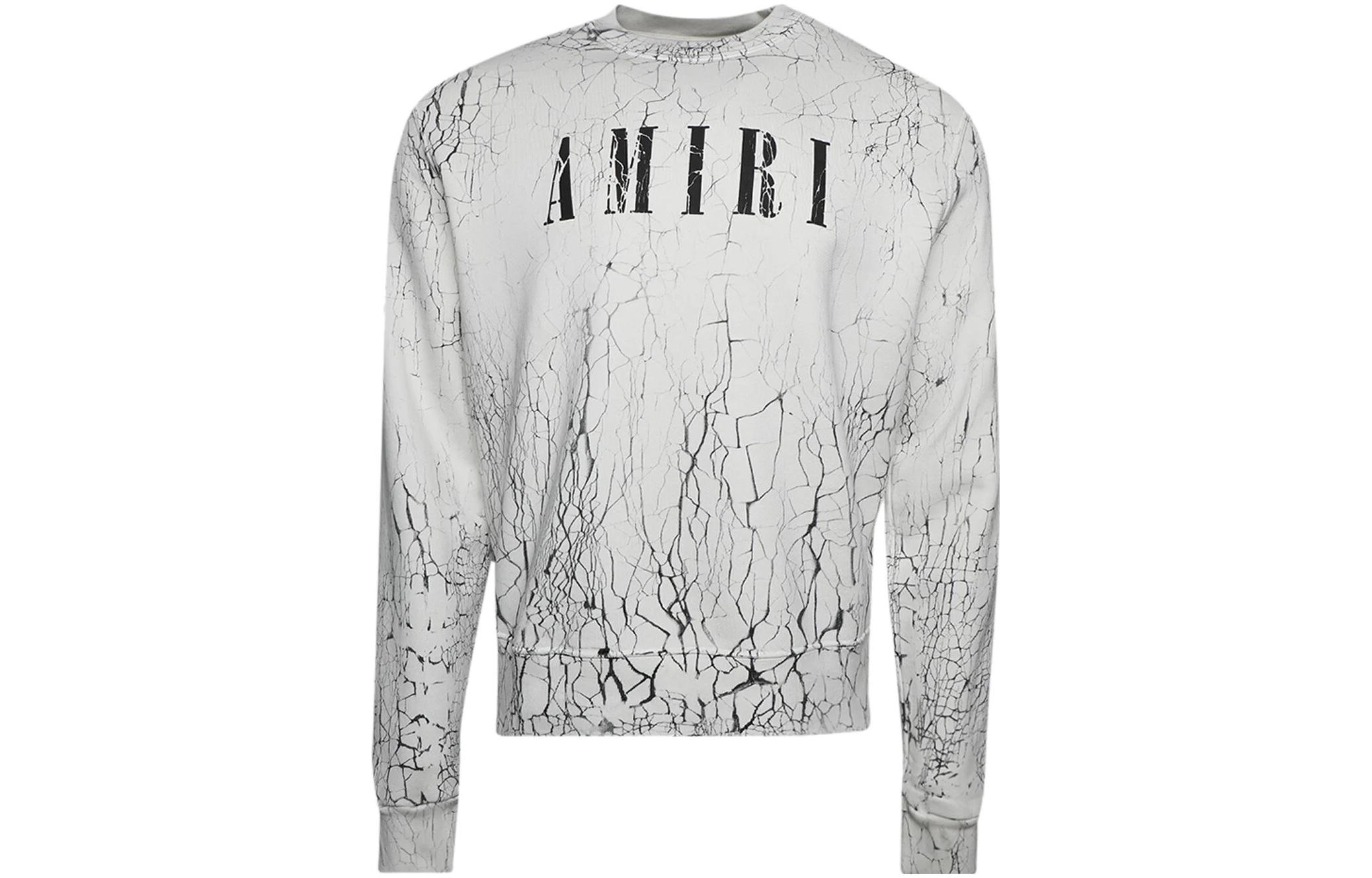 AMIRI Distressed Logo Letter Print Pullover Hoodie White () PS23MJL025-100