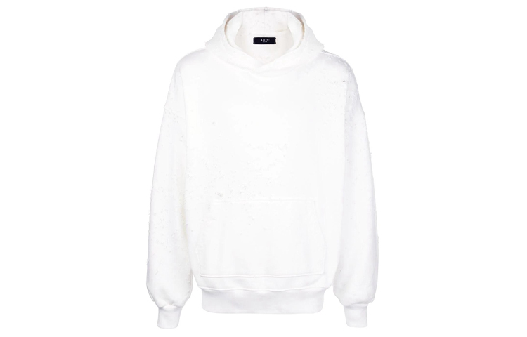 AMIRI Distressed Oversized Pullover Hoodie Unisex White. Y0M02362TE-WHT