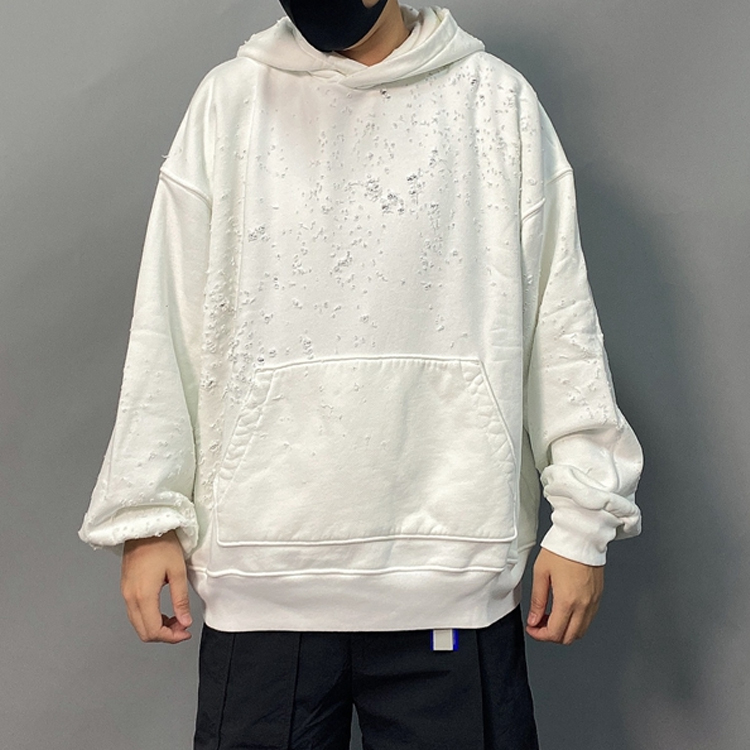 Lookbook AMIRI オーバーサイズ ダメージ プルオーバー フーディ ユニセックス ホワイト. Y0M02362TE-WHT
