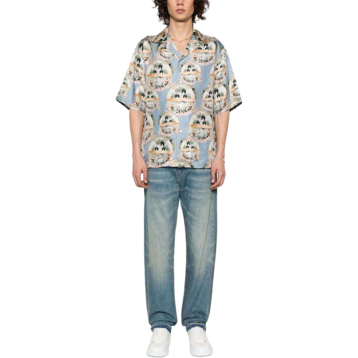 Lookbook AMIRI 藍色磨損直筒毛邊牛仔褲 男款 AMDNGH1013-412