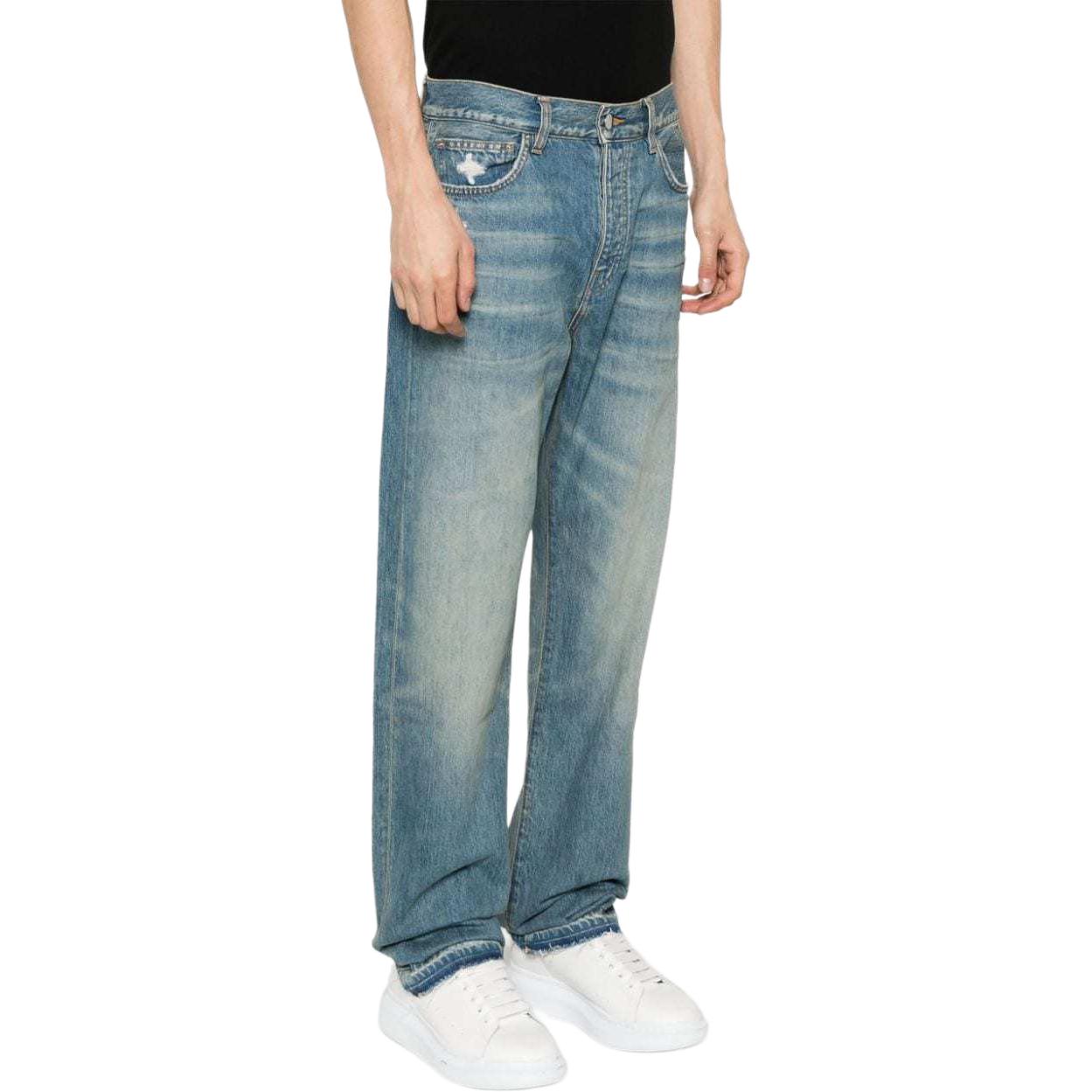 Purchase AMIRI 藍色磨損直筒毛邊牛仔褲 男款 AMDNGH1013-412