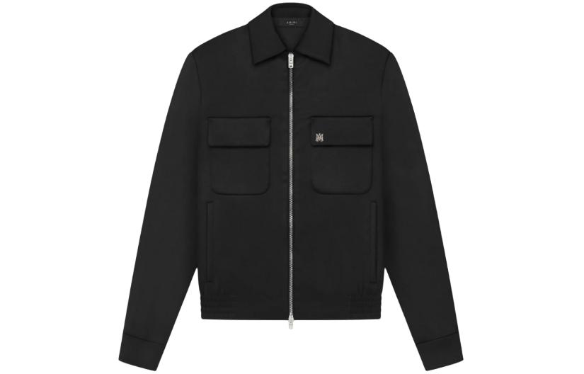 AMIRI Double Pocket Zip Blouson Black Jacket with Classic Collar PF23MTJ002-001
