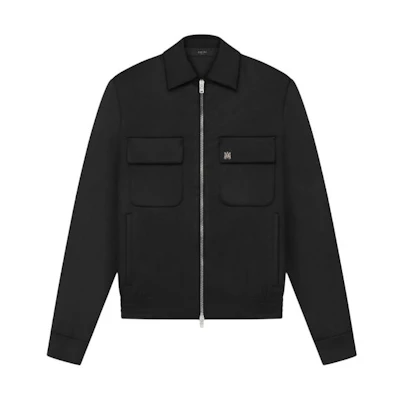 AMIRI Double Pocket Zip Blouson Black Jacket with Classic Collar PF23MTJ002-001