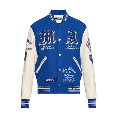 AMIRI Dream Team Varsity Jacket Royal Blue with Logo Print AMOUVY1008-406
