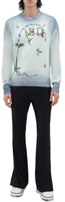AMIRI Sweater Crew Neck Lengan Panjang Biru Bordir Hummingbird. AMKNCW1008-420 Lookbook AMIRI Sweater Crew Neck Lengan Panjang Biru Bordir Hummingbird. AMKNCW1008-420