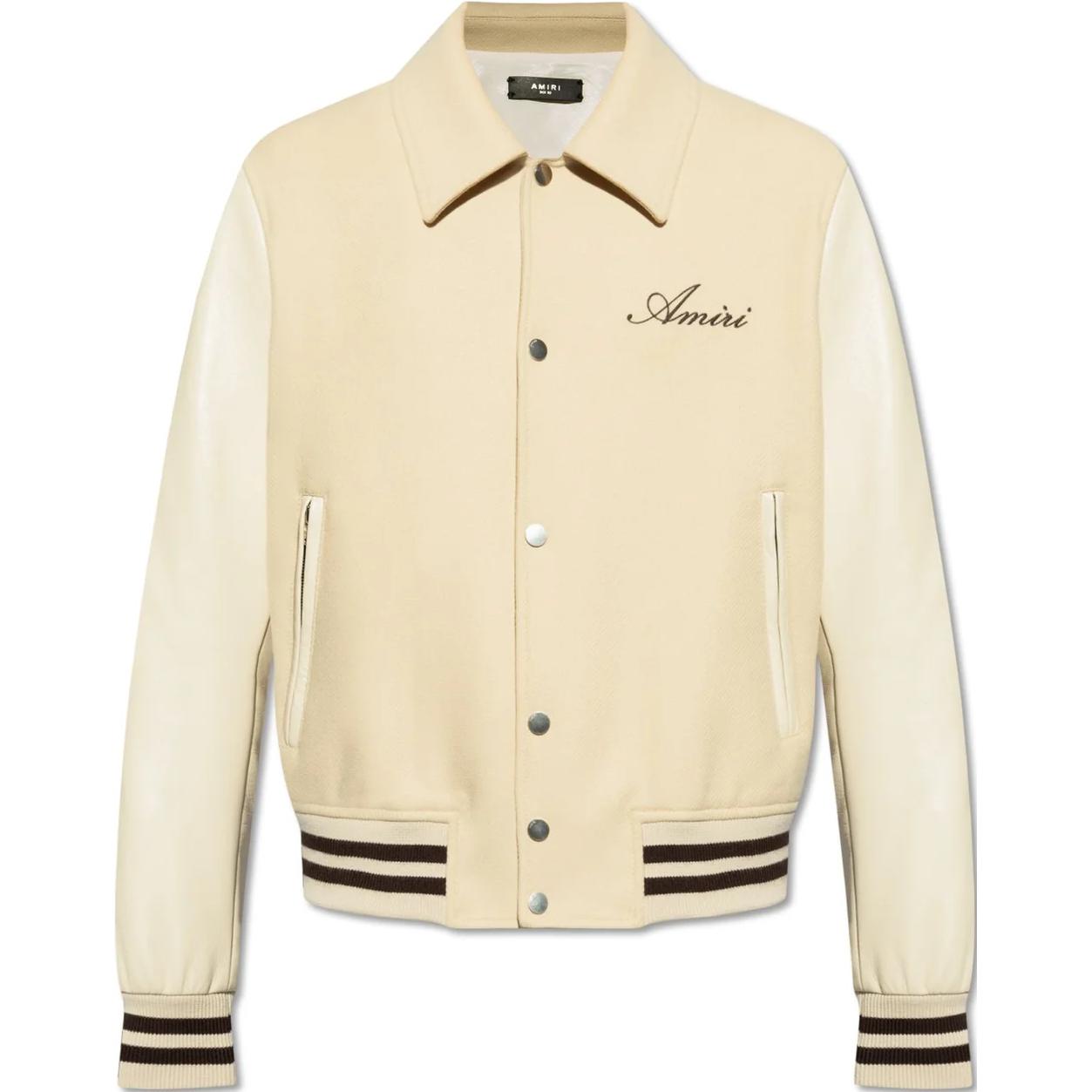 AMIRI Embroidered Logo Button-Up Jacket Men’s Off-White Long Sleeve AMOUVY10020-271