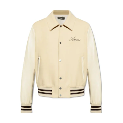 AMIRI Embroidered Logo Button-Up Jacket Men’s Off-White Long Sleeve AMOUVY10020-271