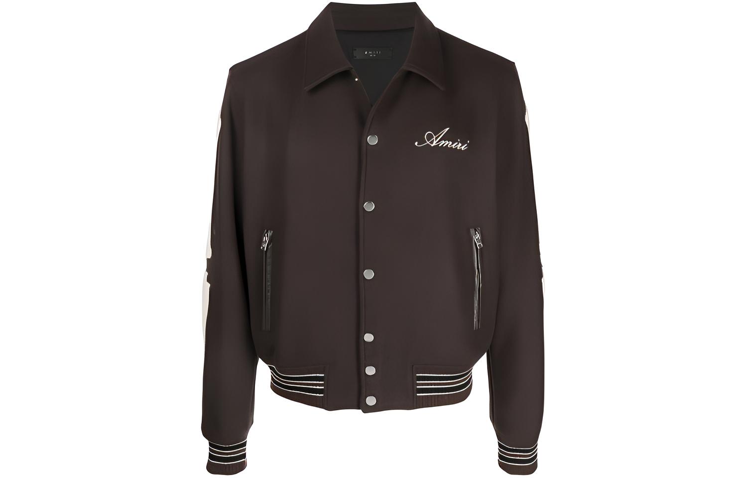 AMIRI Embroidered Logo Casual Jacket for Men - Brown MOS002-210