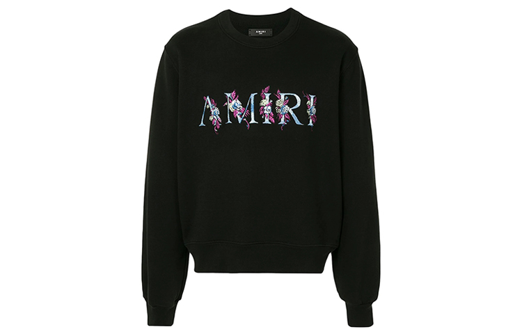 AMIRI Embroidered Logo Crewneck Long-Sleeve Sweatshirt Black F0M02226TEBLK
