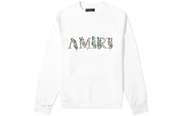AMIRI Embroidered Logo Crewneck Long Sleeve Sweatshirt White () F0M02226TE-WHT