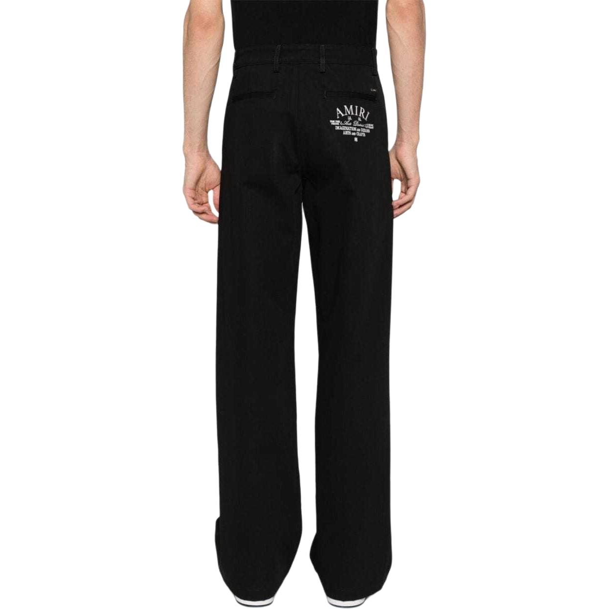 Shop AMIRI 刺繡標誌補丁寬褲 男士黑色. PS24MAW026-001