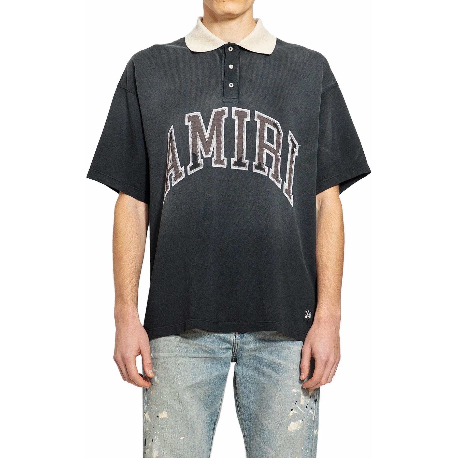 Order AMIRI 刺繡寬鬆版黑色短袖男款 POLO 衫 AMJYPO1004-001