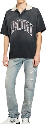 AMIRI 刺繡寬鬆版黑色短袖男款 POLO 衫 AMJYPO1004-001 Purchase AMIRI 刺繡寬鬆版黑色短袖男款 POLO 衫 AMJYPO1004-001