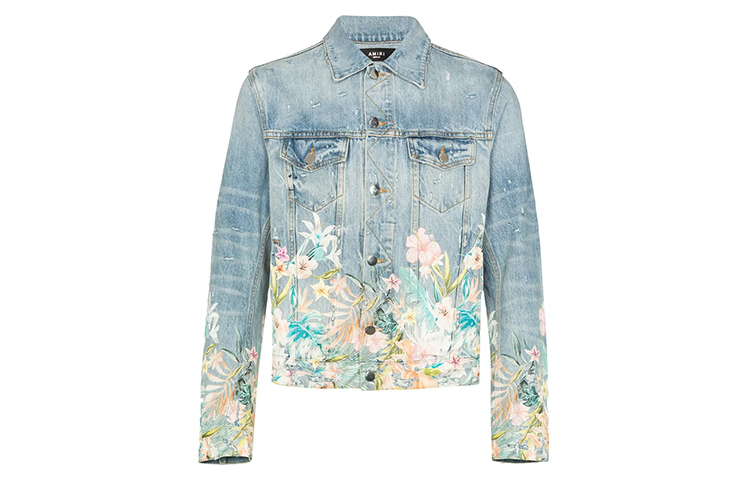 AMIRI Floral Denim Jacket Unisex Denim Color F0M04173RD-INL