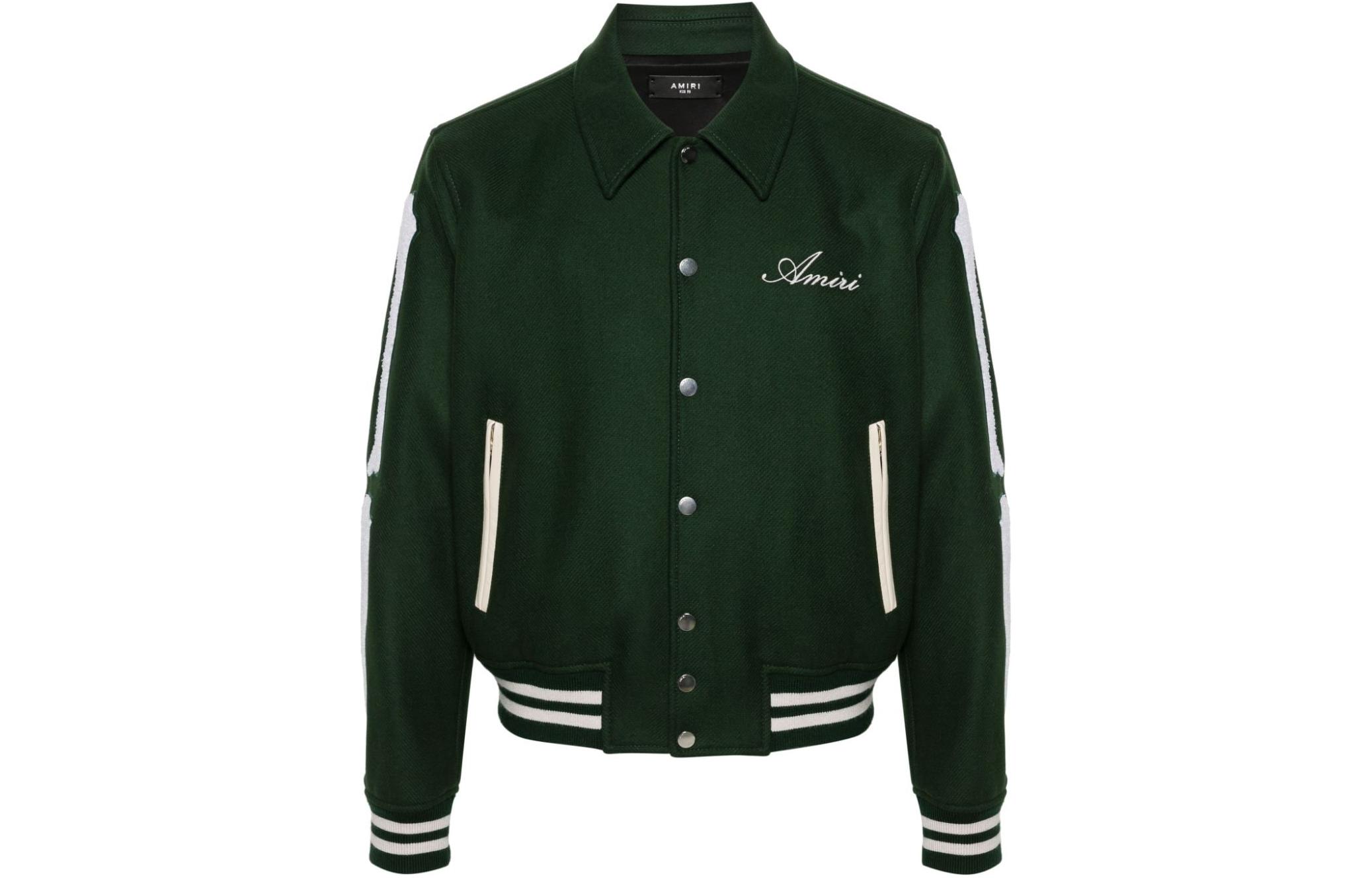 AMIRI Forest Green Bone Appliqué Button-Up Jacket PS24MOS063-428