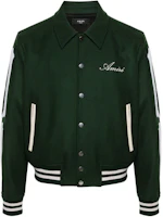 AMIRI Forest Green Bone Appliqué Button-Up Jacket PS24MOS063-428 AMIRI Forest Green Bone Appliqué Button-Up Jacket PS24MOS063-428