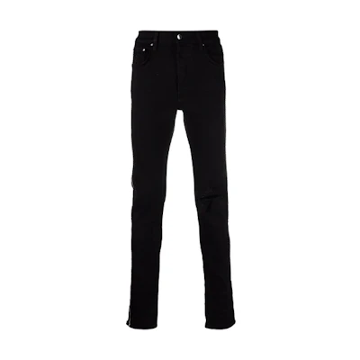 AMIRI FW21 Black Crystal-Embellished Distressed Denim Jeans. MDS112018-018