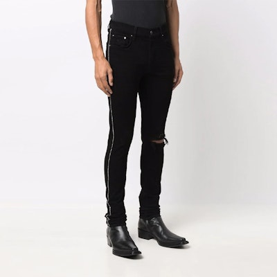 AMIRI FW21 Jeans Hitam Kristal dengan Tampilan Distressed. MDS112018-018 Purchase AMIRI FW21 Jeans Hitam Kristal dengan Tampilan Distressed. MDS112018-018