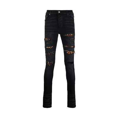AMIRI FW21 Mid-Rise Skinny Distressed Jeans Black MDS105-023