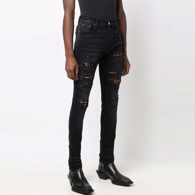 Shop AMIRI FW21 中腰修身破洞牛仔褲 黑色 MDS105-023