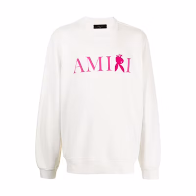 AMIRI FW21 White Crewneck Oversized Sweatshirt with Logo Print. MJGC011-131