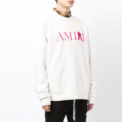 AMIRI FW21 白色logo印花寬鬆版圓領衛衣 MJGC011-131 Purchase AMIRI FW21 白色logo印花寬鬆版圓領衛衣 MJGC011-131