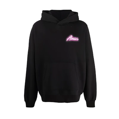AMIRI FW21 Black Logo Hoodie Pullover Long Sleeve Sweatshirt MJGH082-001