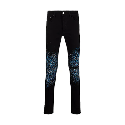 AMIRI FW21 Black Splatter Paint Detail Denim Jeans Men’s Fall Collection. MDS114-018