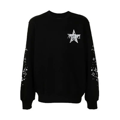 AMIRI FW21 Black Star Print Crewneck Cotton Sweatshirt MJGC047-001
