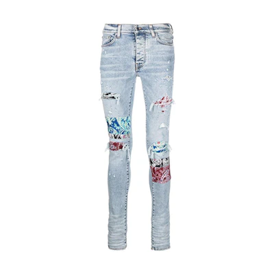 AMIRI FW21 Distressed Skinny Jeans Blue Denim MDS065-489