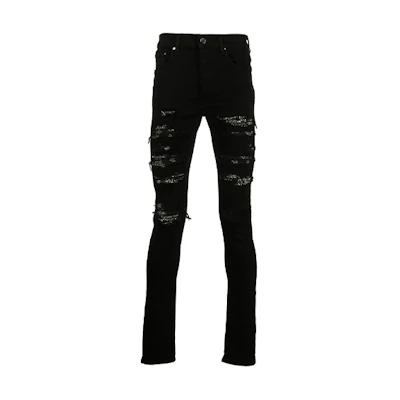 AMIRI FW21 Distressed Slim-Fit Jeans Black. MDS061-001