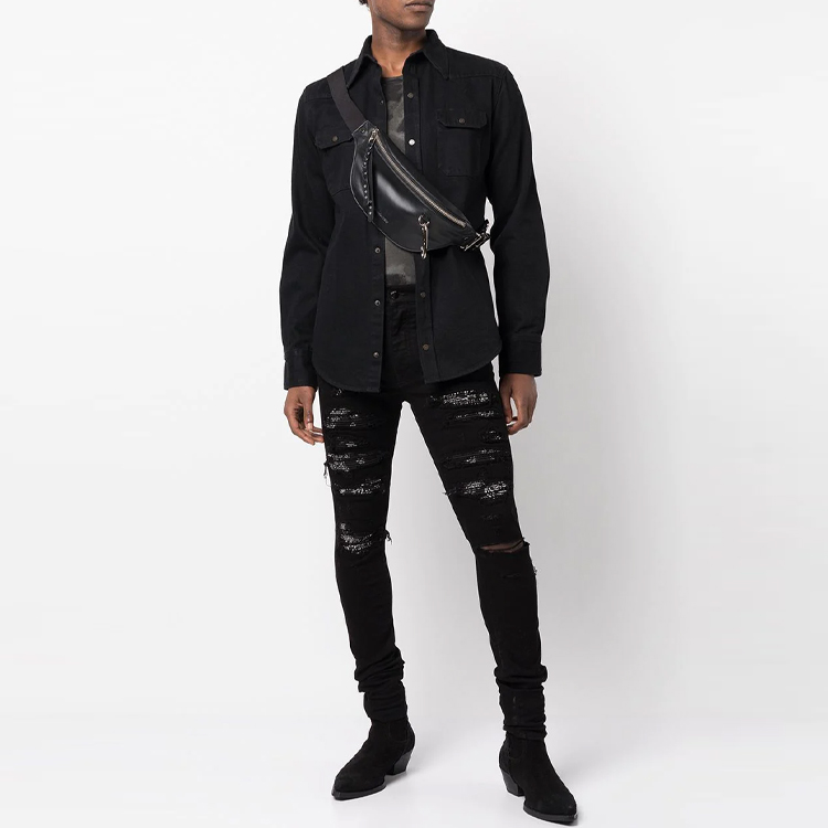 Lookbook AMIRI FW21 黑色做旧修身牛仔裤 MDS061-001